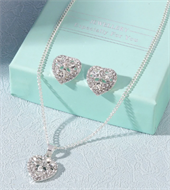 Silver Rhinestone Necklace & Earrings Gift Set