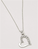 Luxury Silver Diamante Heart Necklace with Gift Box