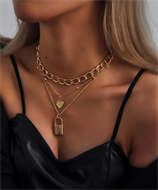 Gold Heart & Lock Layered Necklace