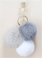 Grey Pom Pom Charm Keyring