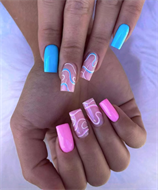 Blue & Pink 24pcs False Nails & File Set