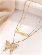 Gold Butterfly Design & Baby Girl Quote Necklace