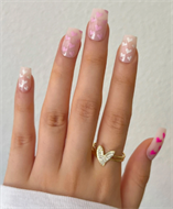 24pcs Pink Heart Pattern False Nail Set