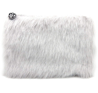 W7 Furry Cosmetic Bag/Purse - Grey